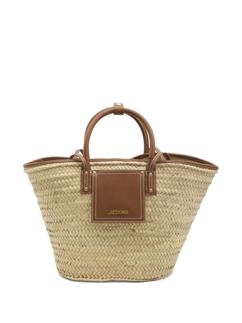 Jacquemus Woven Straw Tote Bag With Structured Silhouette