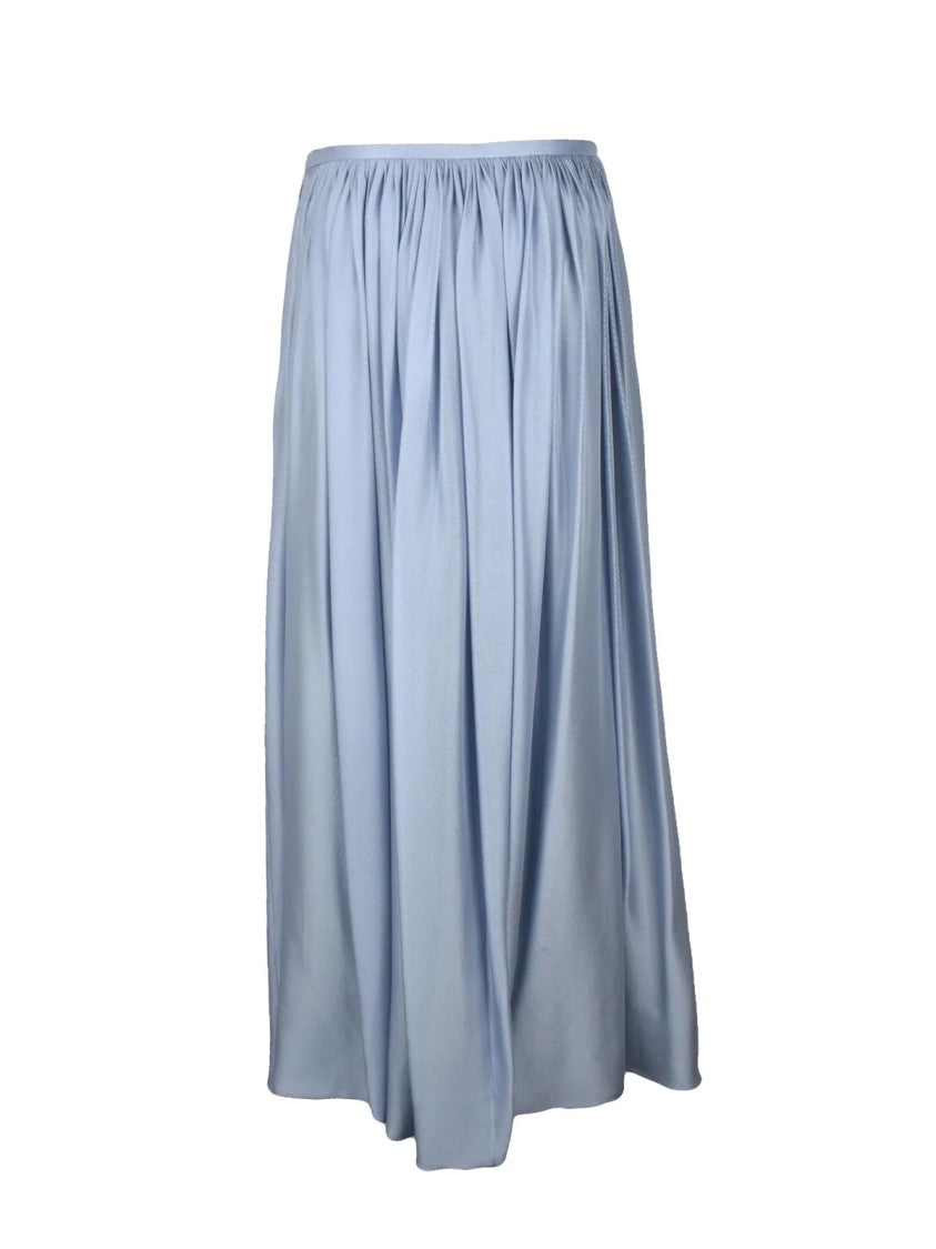 Giorgio Armani Light Blue Gathered Fluid Silk Maxi Skirt