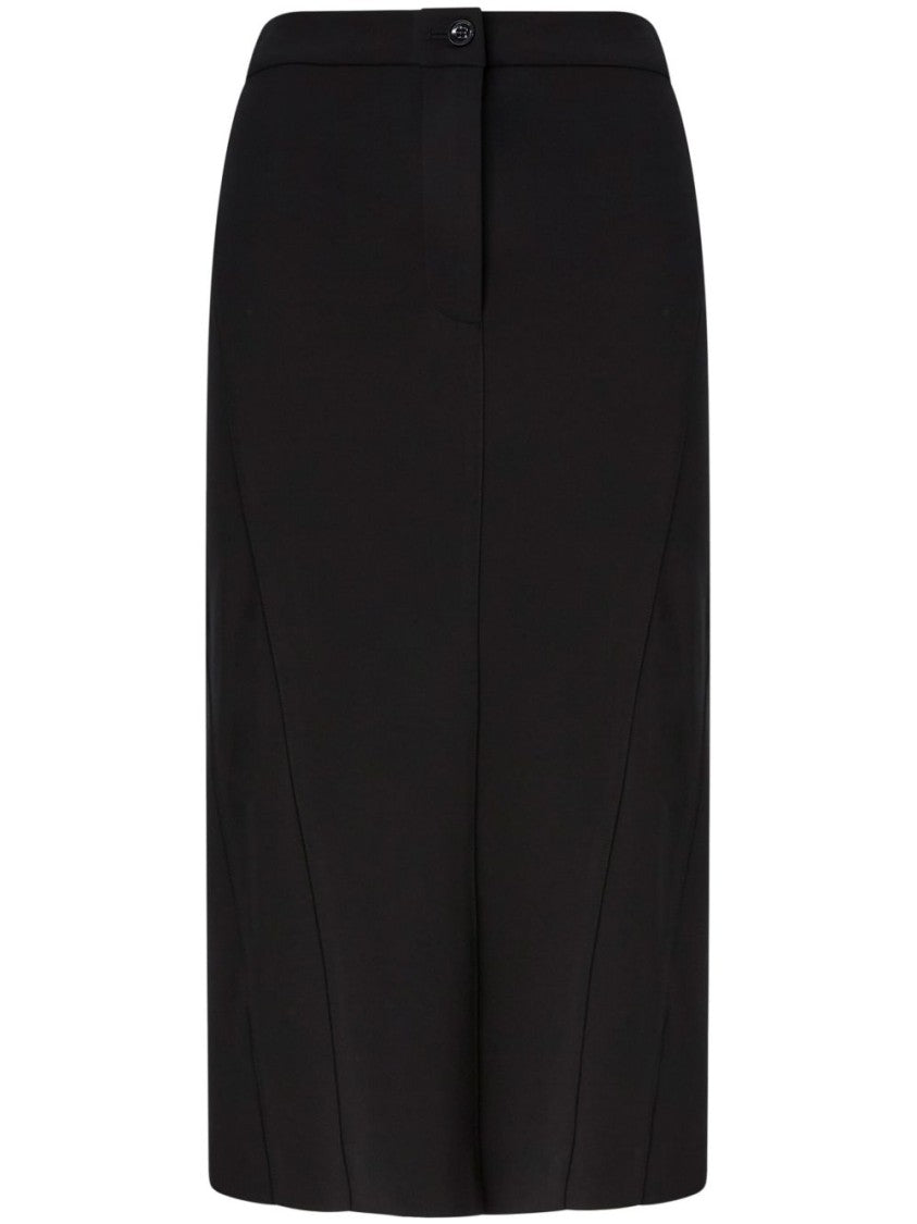 Pinko Tailored Black Midi Skirt With High Waist