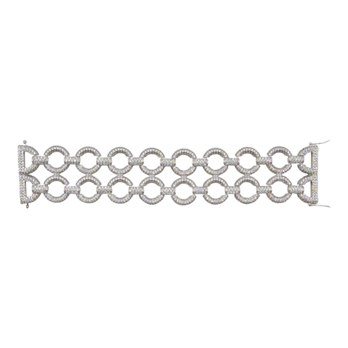 Self-Portrait Interlinked Silver-Tone Crystal Bracelet With Bold Design