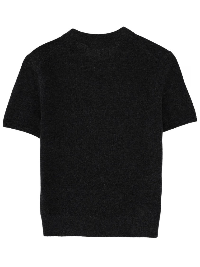 T By Alexander Wang Cropped Short-Sleeve Textured Wool Top