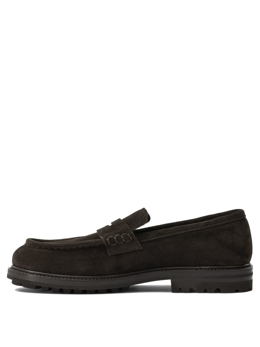 Henderson Baracco Suede Loafers With Penny Strap And Rubber Sole
