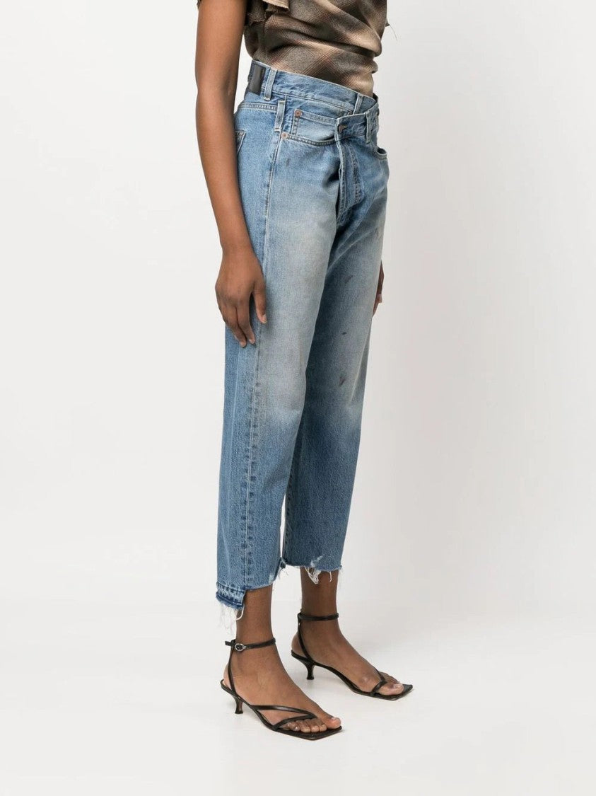 R13 Off-Centre Distressed Denim Trousers