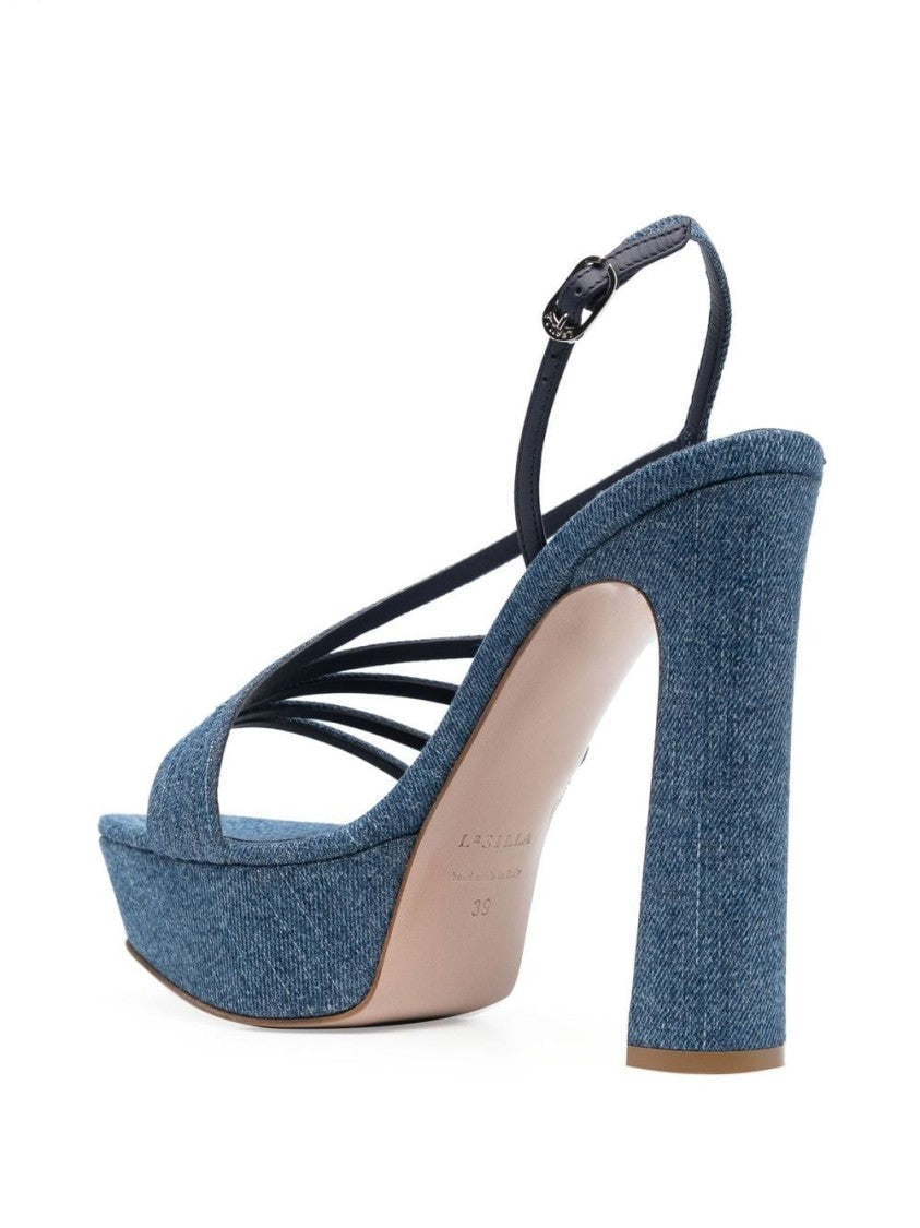 Le Silla Denim Platform Sandals