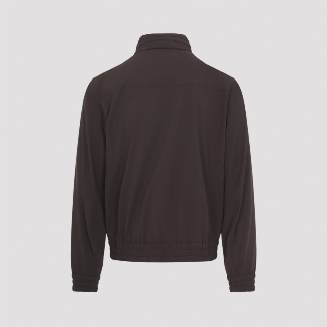 Brunello Cucinelli Tailored Brown Nylon Jacket With High Collar And