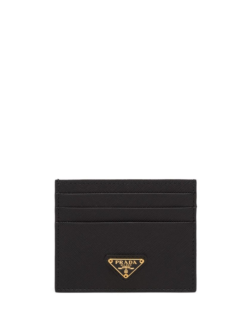 Prada Black Textured Metal Logo Wallet