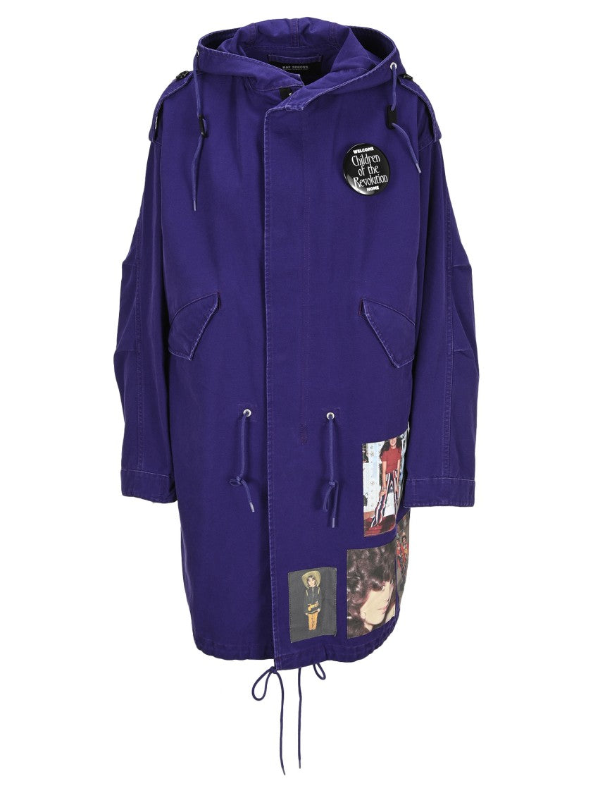 Raf Simons Appliqué-Patch Hooded Cotton Parka