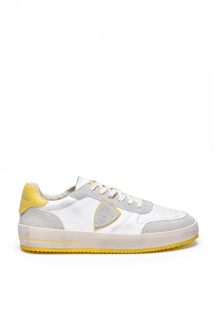 Philippe Model White Yellow Nice Low Leather Sneakers