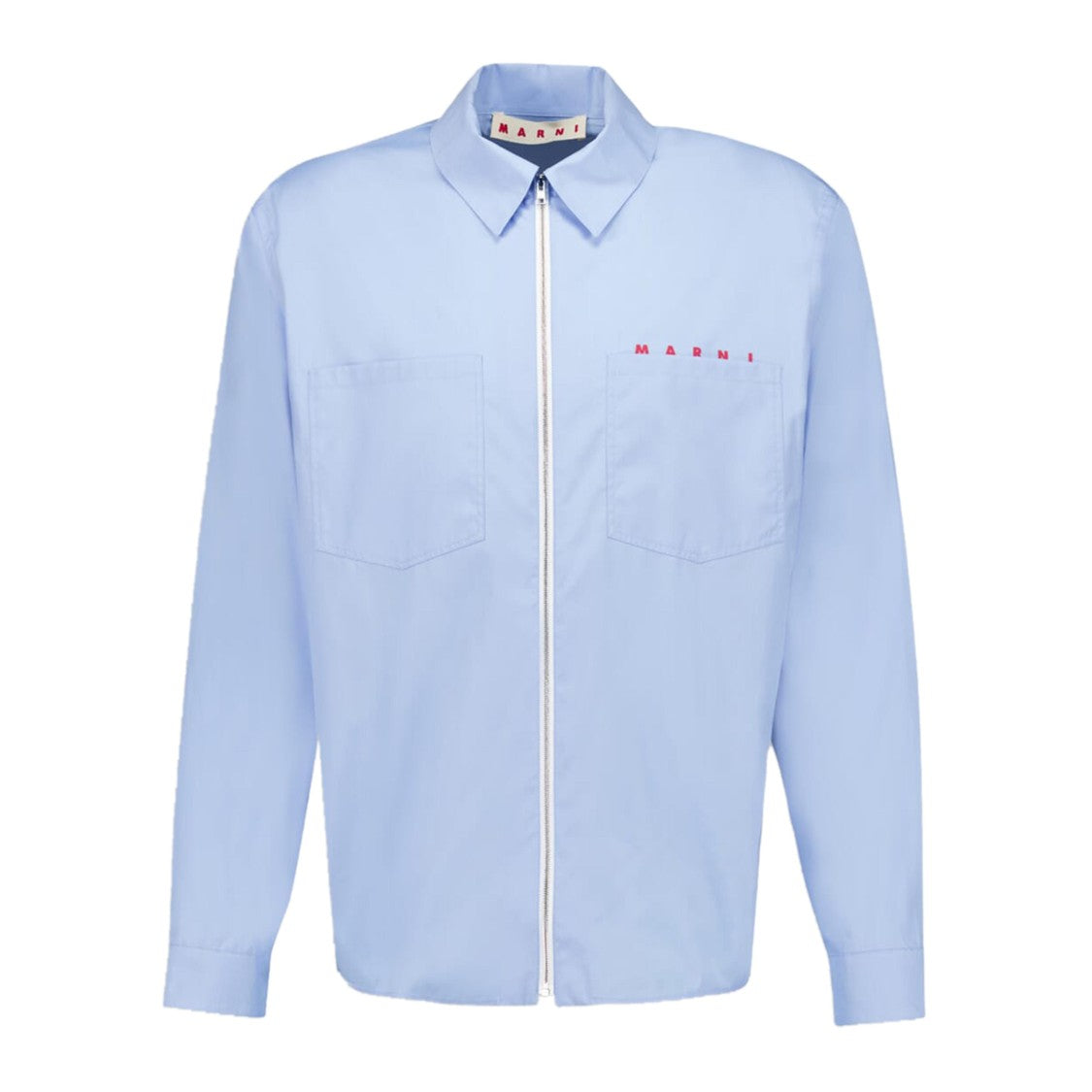 Marni Zip-Front Cotton Shirt With Classic Collar