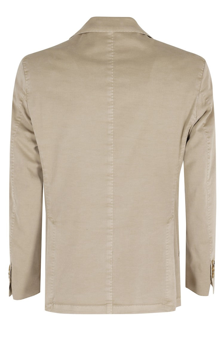 L.B.M. Tobacco Single-Breasted Patch-Pockets Cotton-Blend Blazer