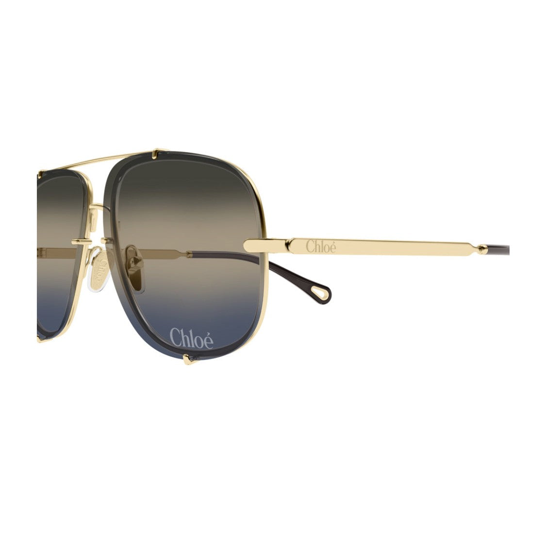 Chloé Gold Ch0348s Oversized Square Metal Sunglasses