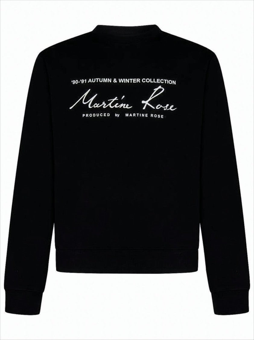 Martine Rose Cropped Black Long-Sleeve Tee With Vintage Text Design