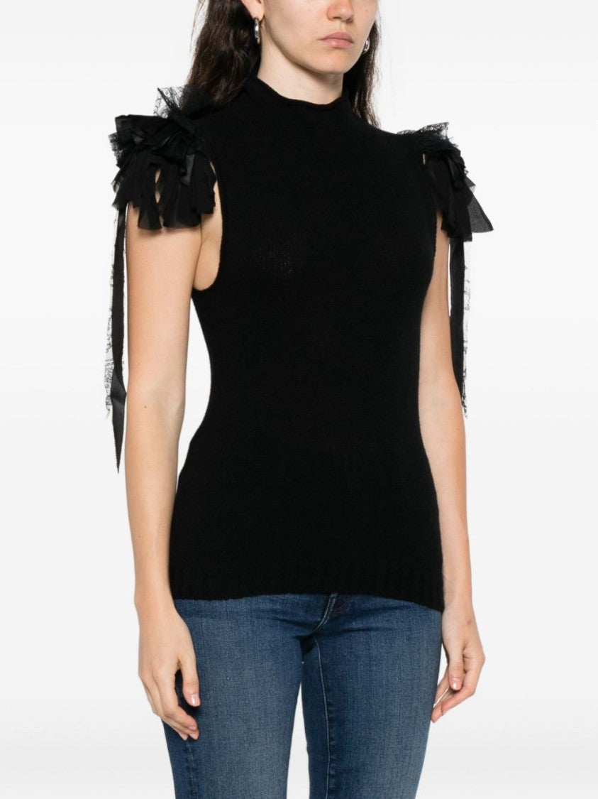Alberta Ferretti Sleeveless Top With Ruffled Tulle Detailing