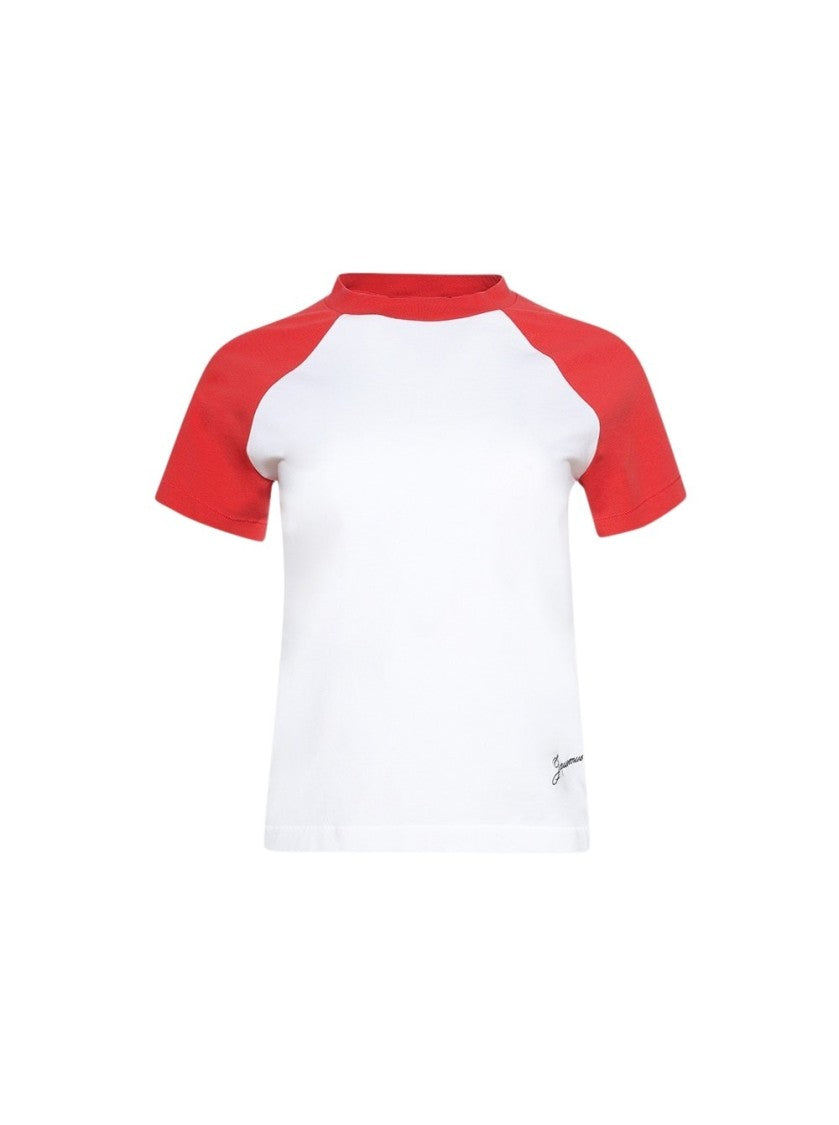 Jacquemus Le Mini Tee Baseball White And Red