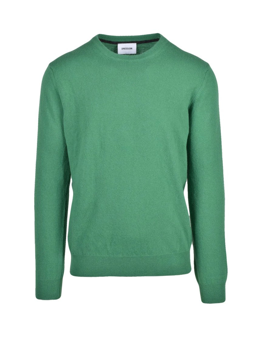 Dressism. Merino Wool Crew Neck Pullover With Ribbed Details