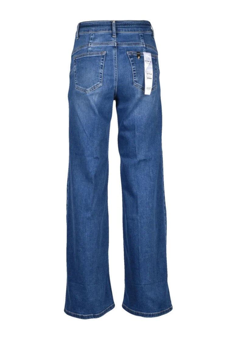 Liu Jo Blue Bottom Up Flare Cotton Jeans