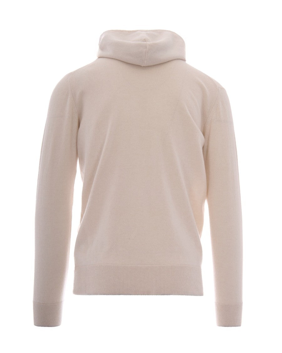 Eleventy Beige Full Zip Drawstring Cashmere Hoodie