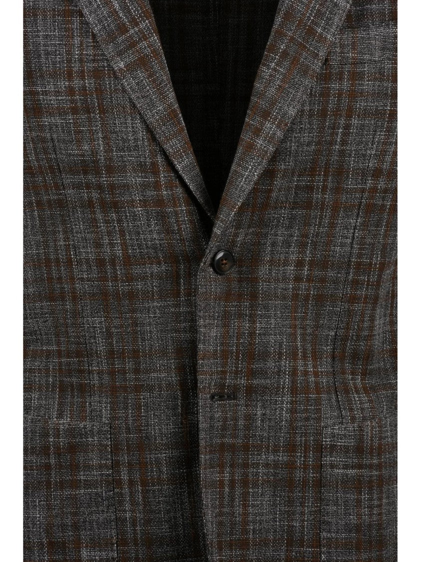 L.B.M. 1911 Brown Wool Cotton Polyamide Rounded Blazer
