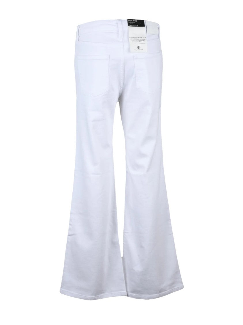 Lauren Ralph Lauren White High-Rise Stretch Flared Jeans