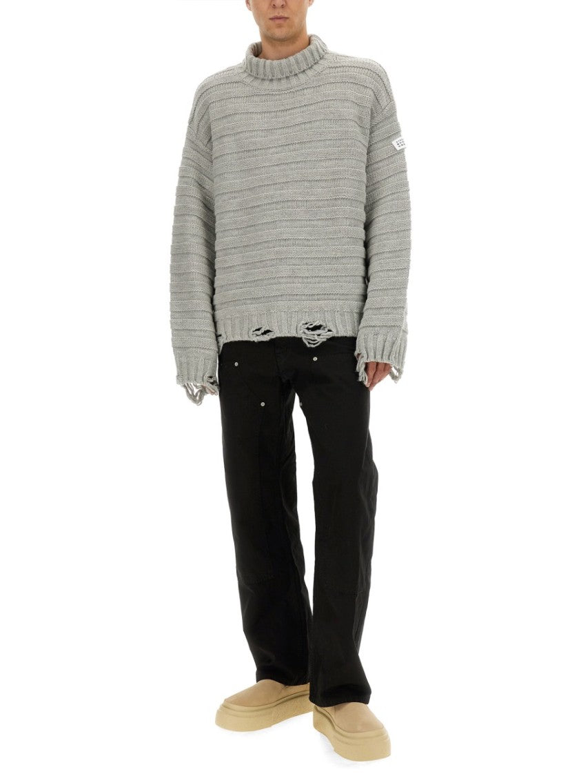 Mm6 By Maison Margiela Textured Knit Turtleneck Sweater With Oversized Silhouette