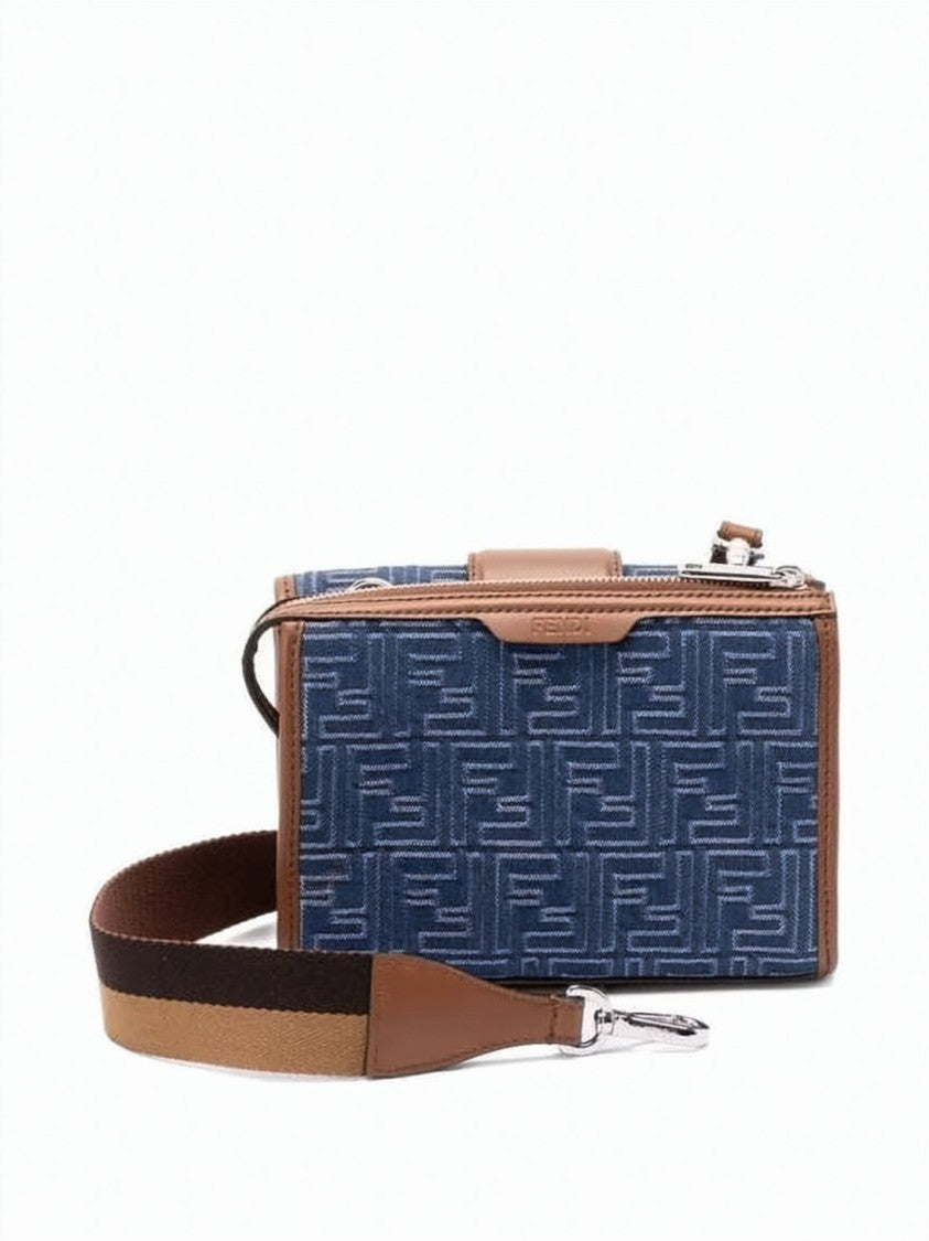 Fendi Fendi Double Baguette Shoulder Bag With Geometric Pattern