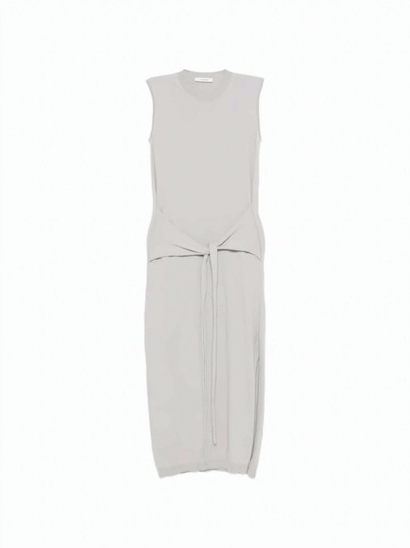 Lemaire Sleeveless Grey Midi Dress With Fabric Belt