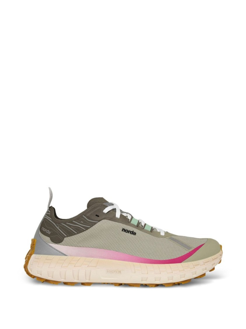 Norda Sleek Lace-Up Sneakers With Sage Green Logo Details
