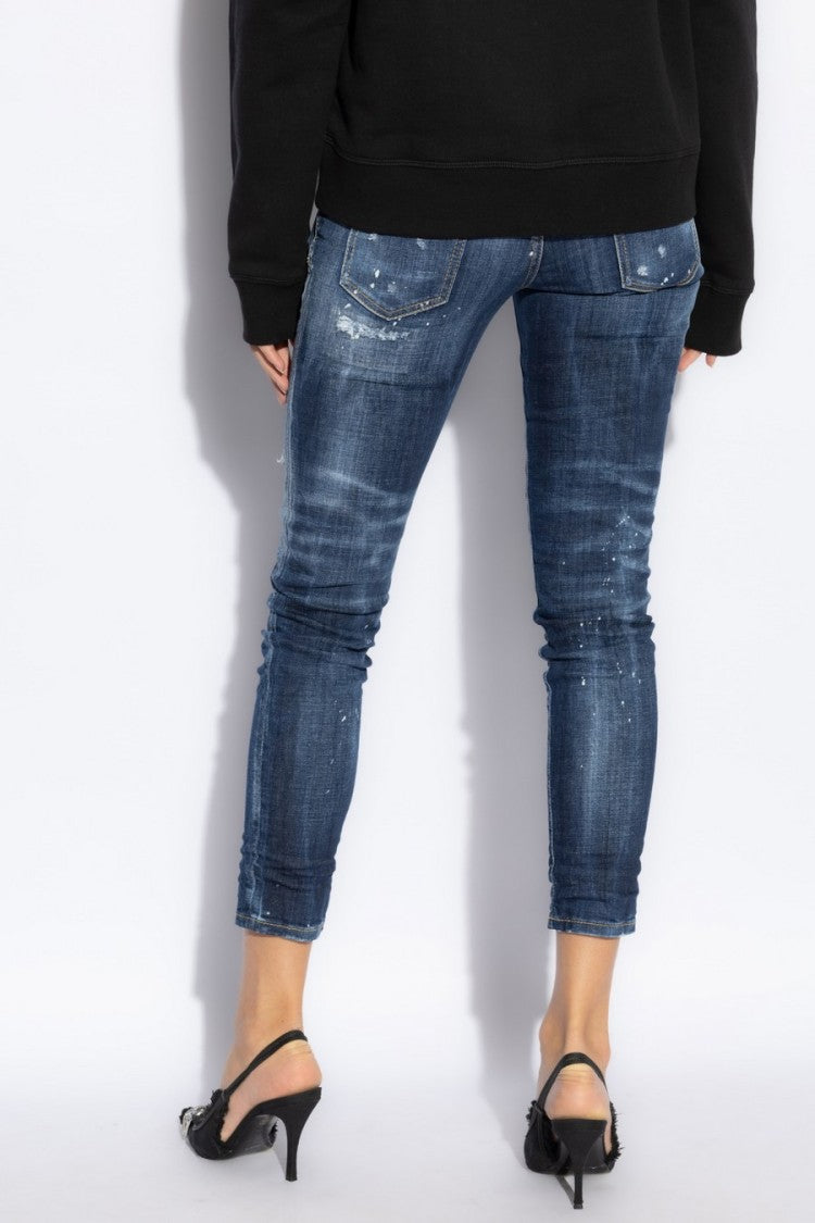 Dsquared2 Distressed Slim Fit Jeans With Mid-Rise Waist