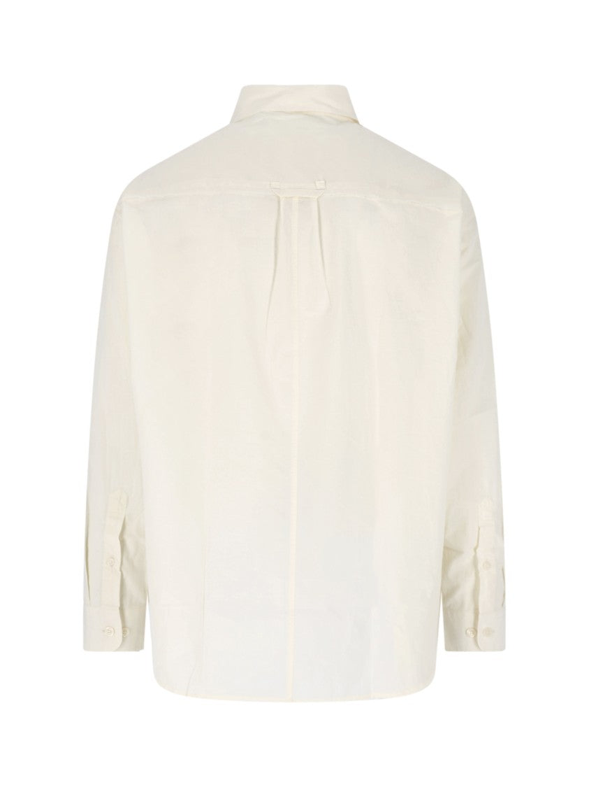 Mfpen Cream Essay Classic Collar Cotton Shirt