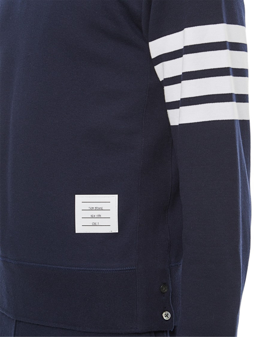 Thom Browne Classic Loopback Crewneck Sweatshirt With Signature Stripes