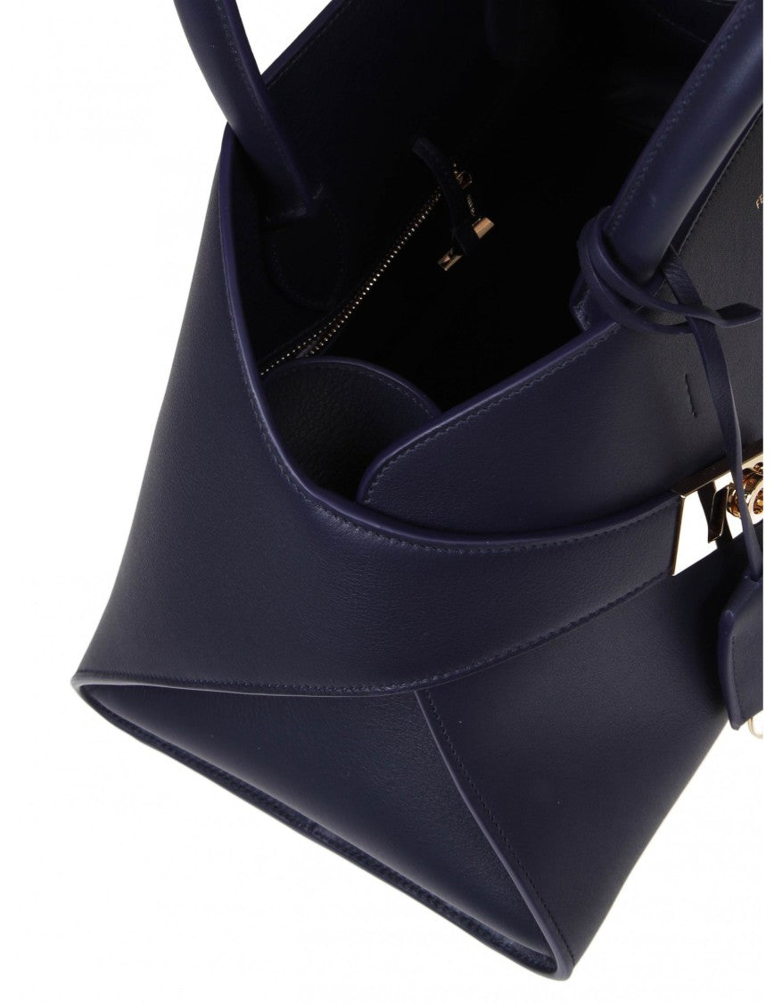 Salvatore Ferragamo Hug Th M Handbag In Blue Leather\