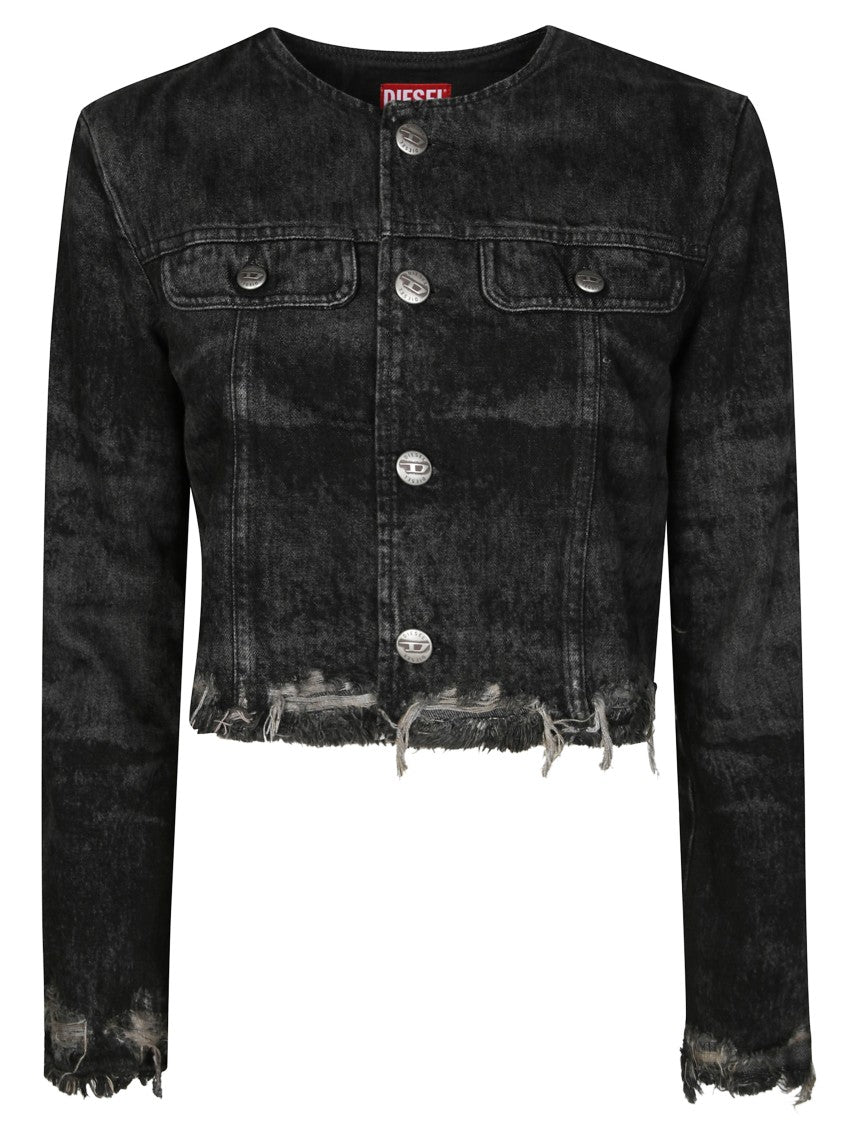 Diesel Streamlined Black Minimalist Jacket With High Collar