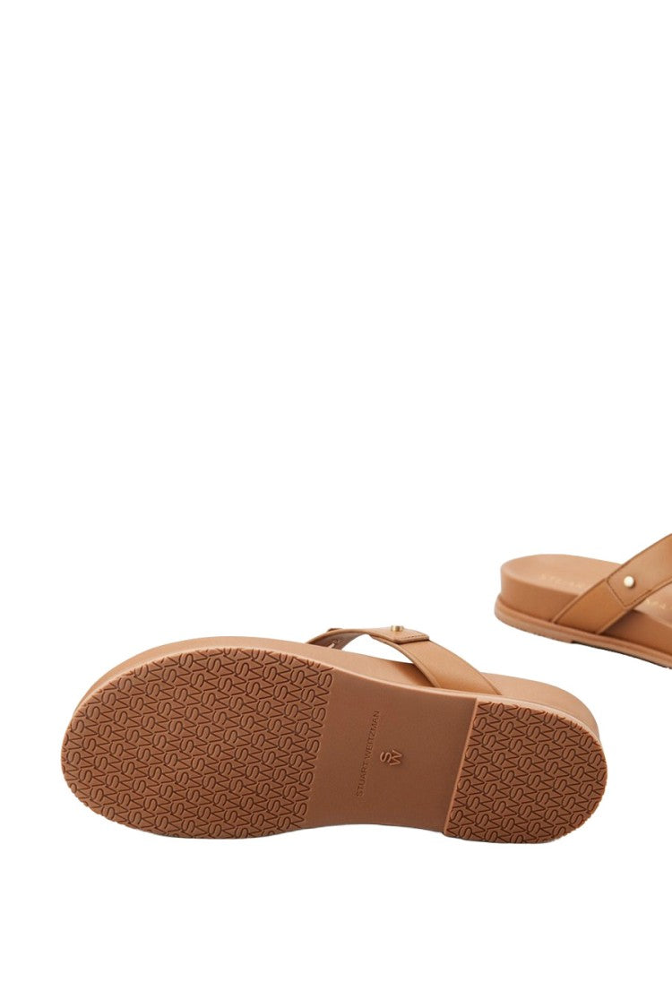 Stuart Weitzman Brown Leather Toe-Post Sandals