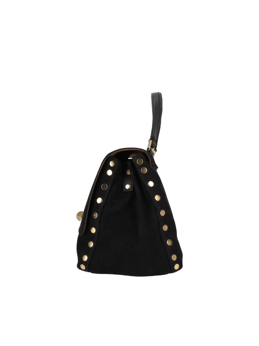 Zanellato Srl Black Postina Jones Nubuck Leather Handbag
