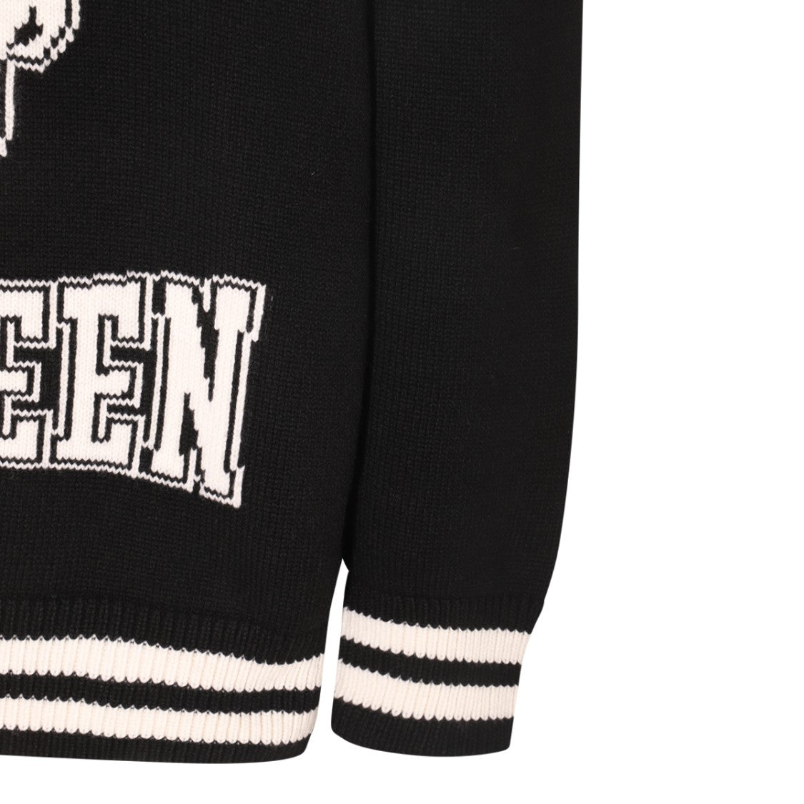 Alexander Mcqueen Skull Print Wool Jumper With Ribbed Detail
