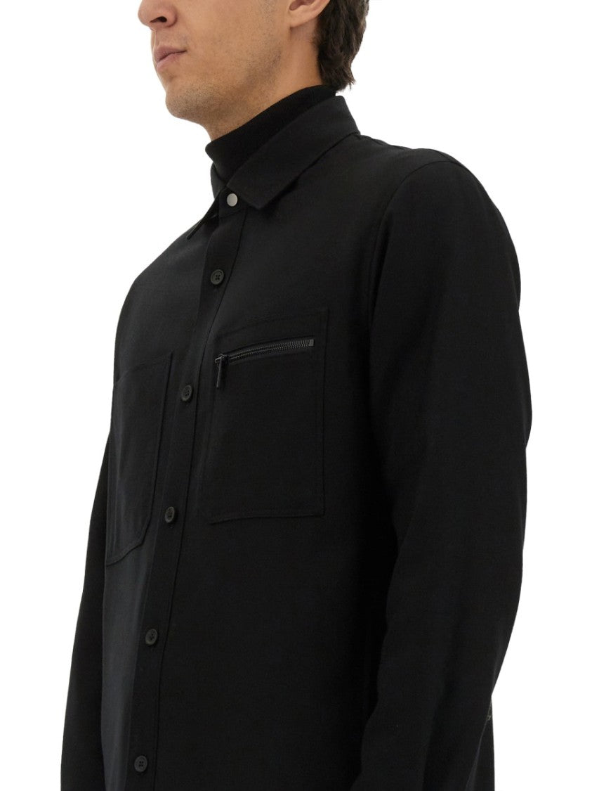 Zegna Button-Up Wool Shirt With Zip Pocket Detail