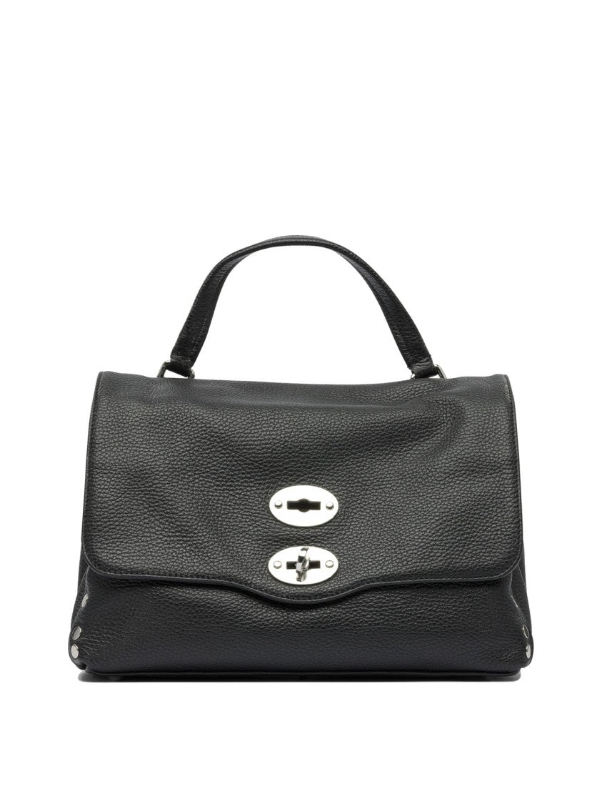 Zanellato Structured Black Leather Handbag With Silver Accents