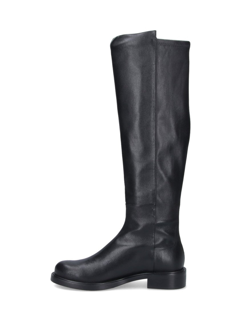 Stuart Weitzman Mid-Calf Boots With Smooth Finish And Rounded Toe