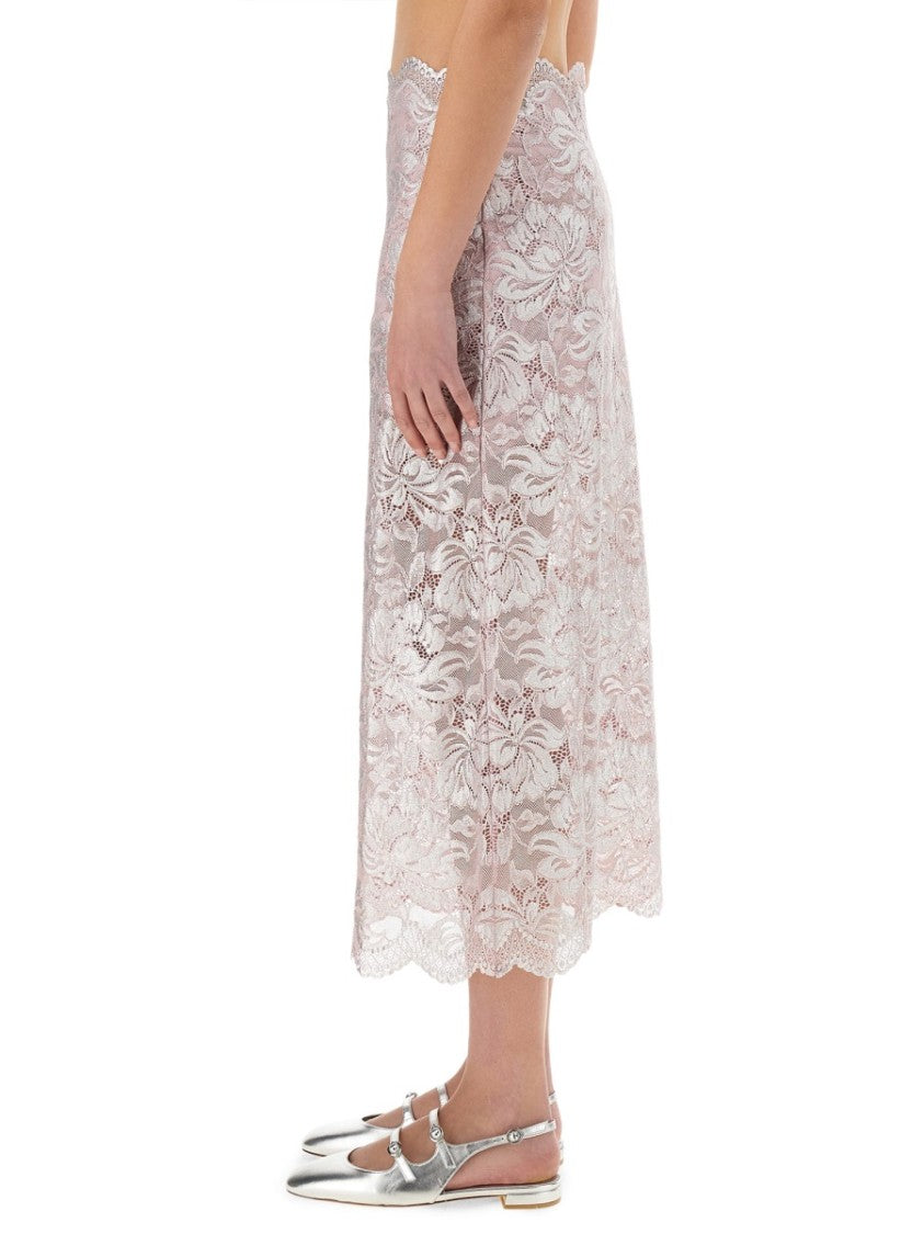 Rabanne Intricate Floral Lace Maxi Skirt With Scalloped Hem