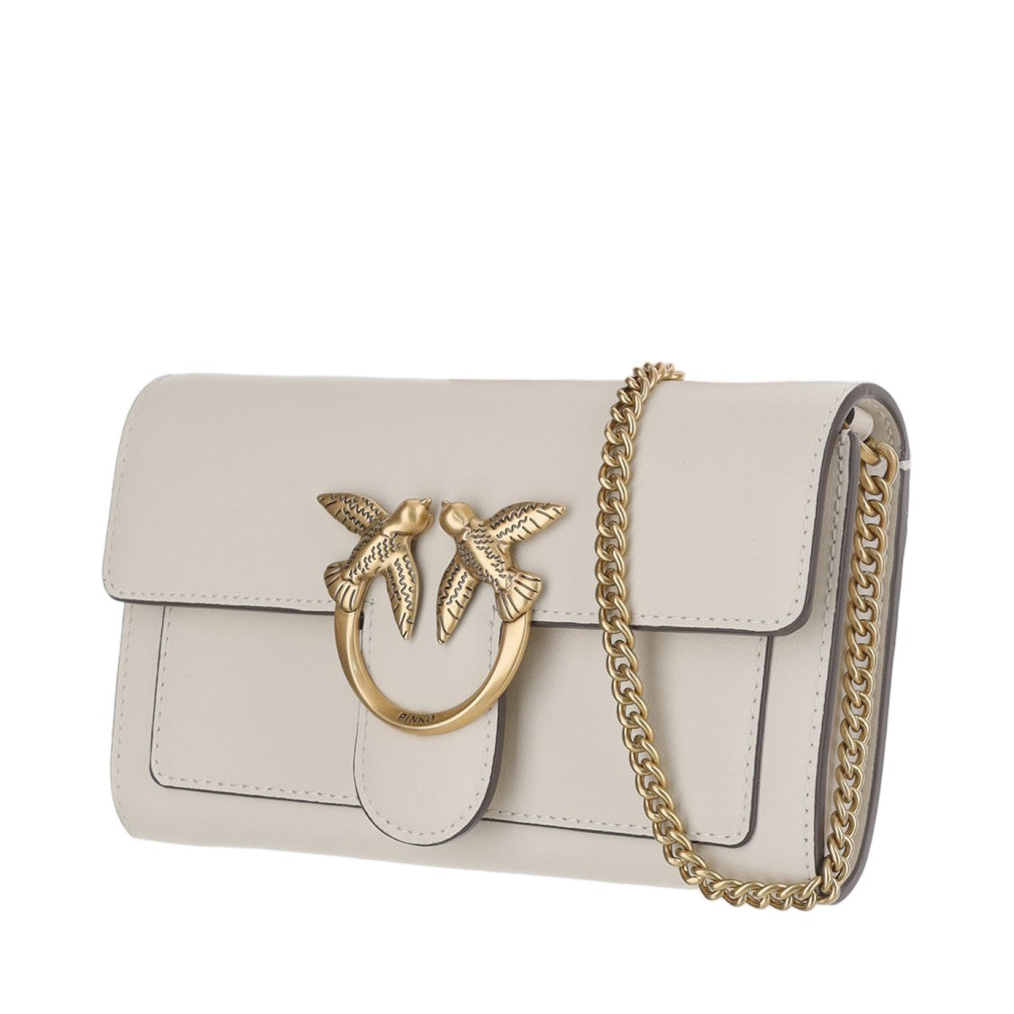 Pinko Love Simply White Leather Chain Wallet