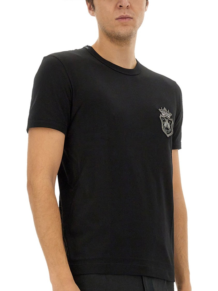 Dolce & Gabbana Cotton T-Shirt With Heraldic Patch