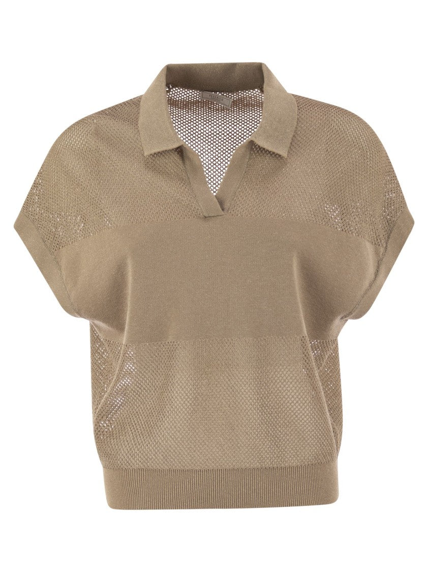 Peserico Tricot Polo Shirt In Pure Cotton Crepe Yarn