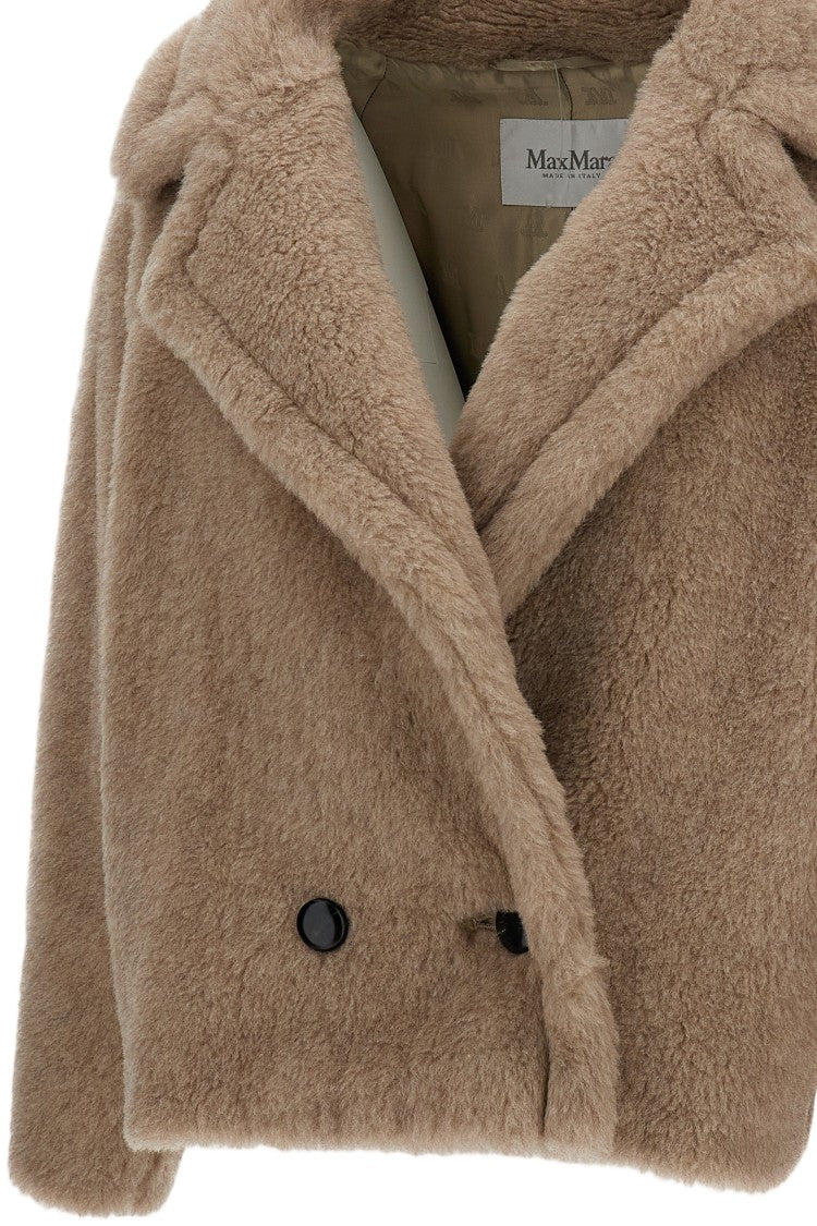 Max Mara Plush Double-Breasted Fur Coat With V-Neck