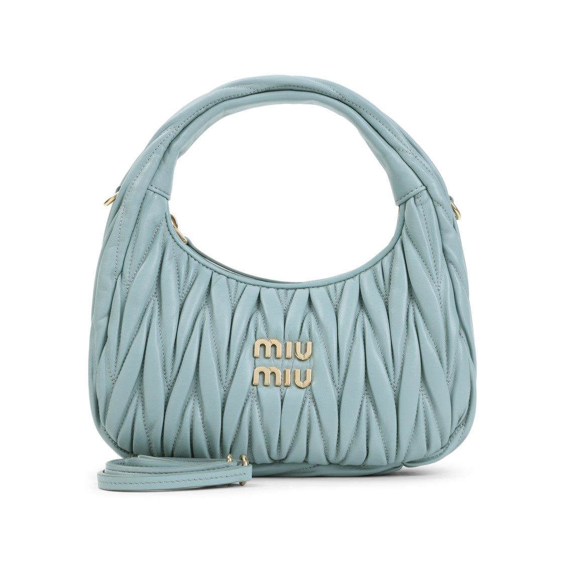 Miu Miu Quilted Light Blue Lamb Leather Handbag