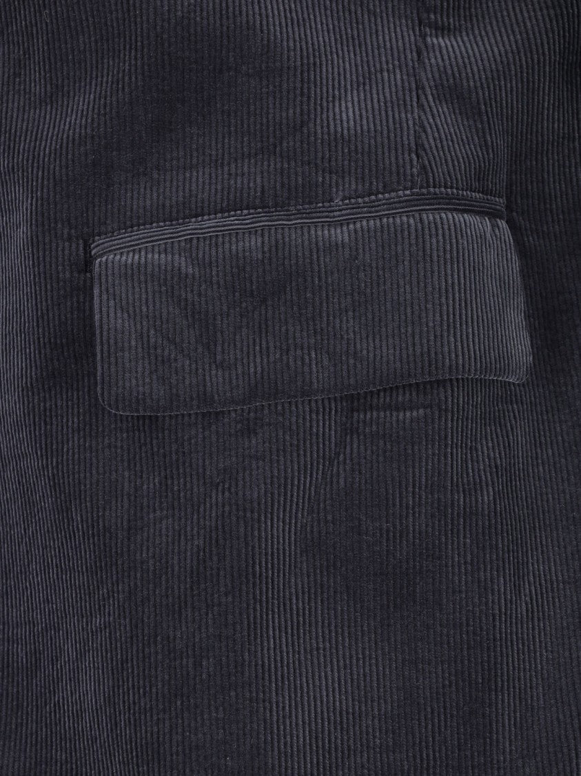 Kaptain Sunshine Black Single-Breasted Notch Lapel Corduroy Blazer