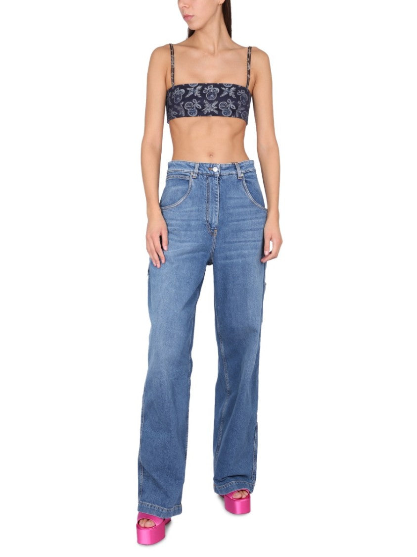 Etro Relaxed Fit High-Waist Cargo Jeans