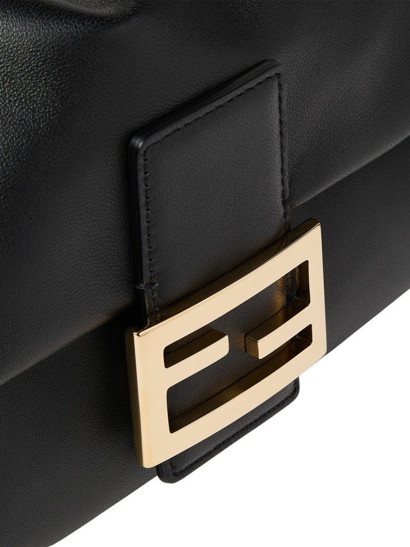 Fendi Black Nappa Leather Baguette Soft Shoulder Bag