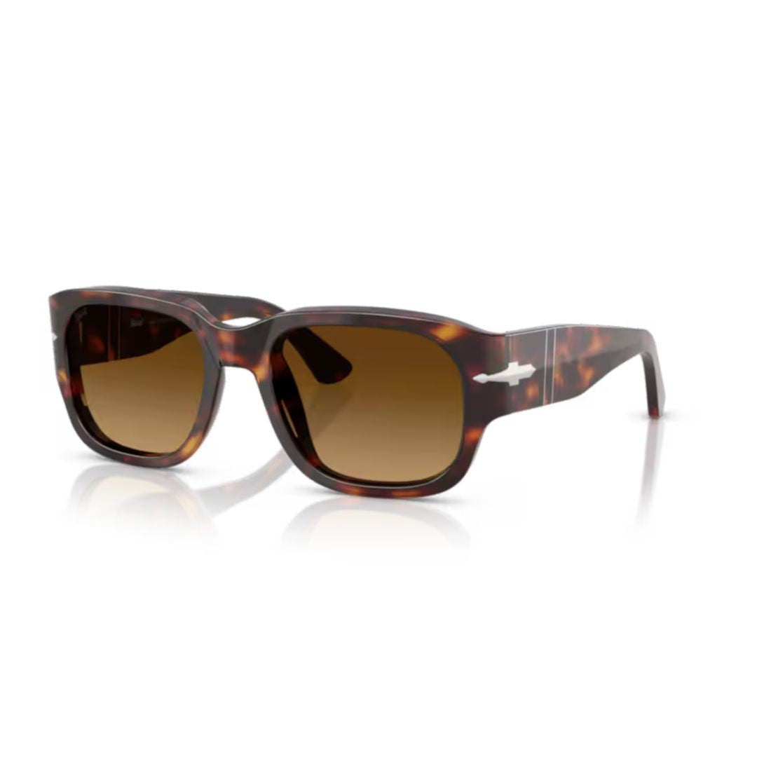 Persol 0Po3380s Rectangular Tortoiseshell Sunglasses With Silver Arrow Detail