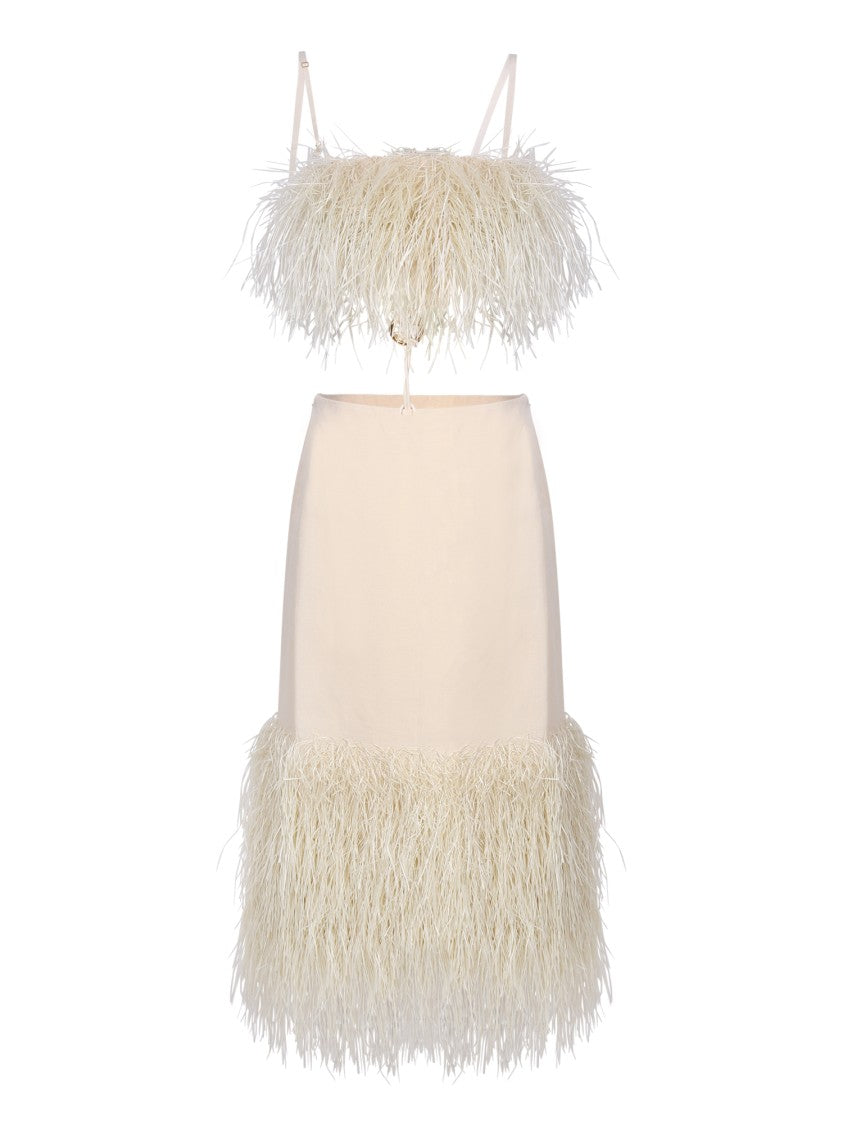 Jacquemus Raffia Fringe White Dress