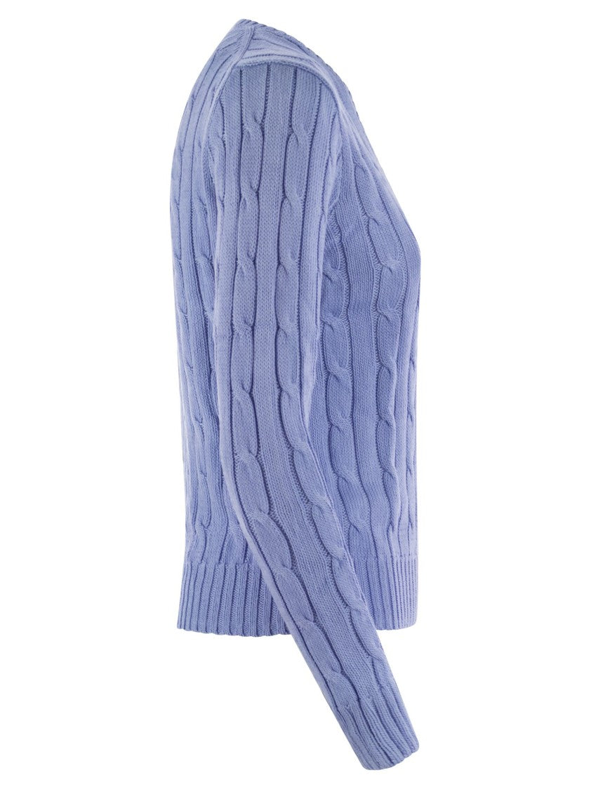 Polo Ralph Lauren Plaited Cotton V-Neck Sweater